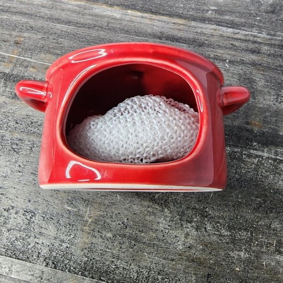 In the Kitchen Series Red Pot Scrubby Holder White Sponge - Picture 6 of 7